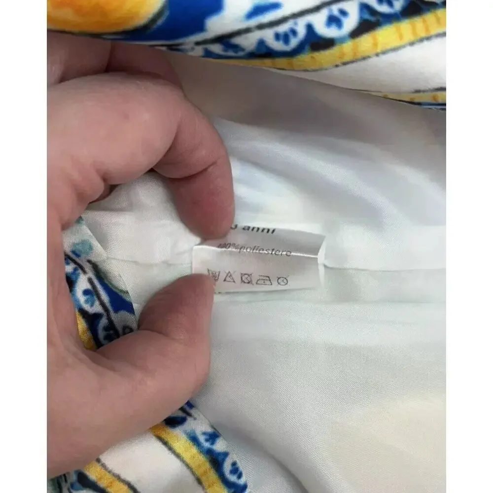 BYBLOS Baby Size 3 months Lemon Tropics Print Floral Designer Baby Dress Lined